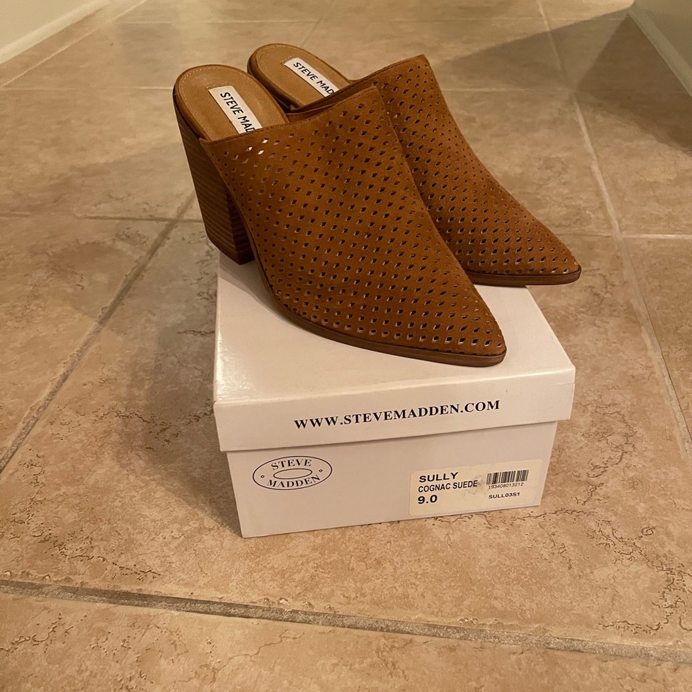 steve madden sully cognac suede shoes NWT